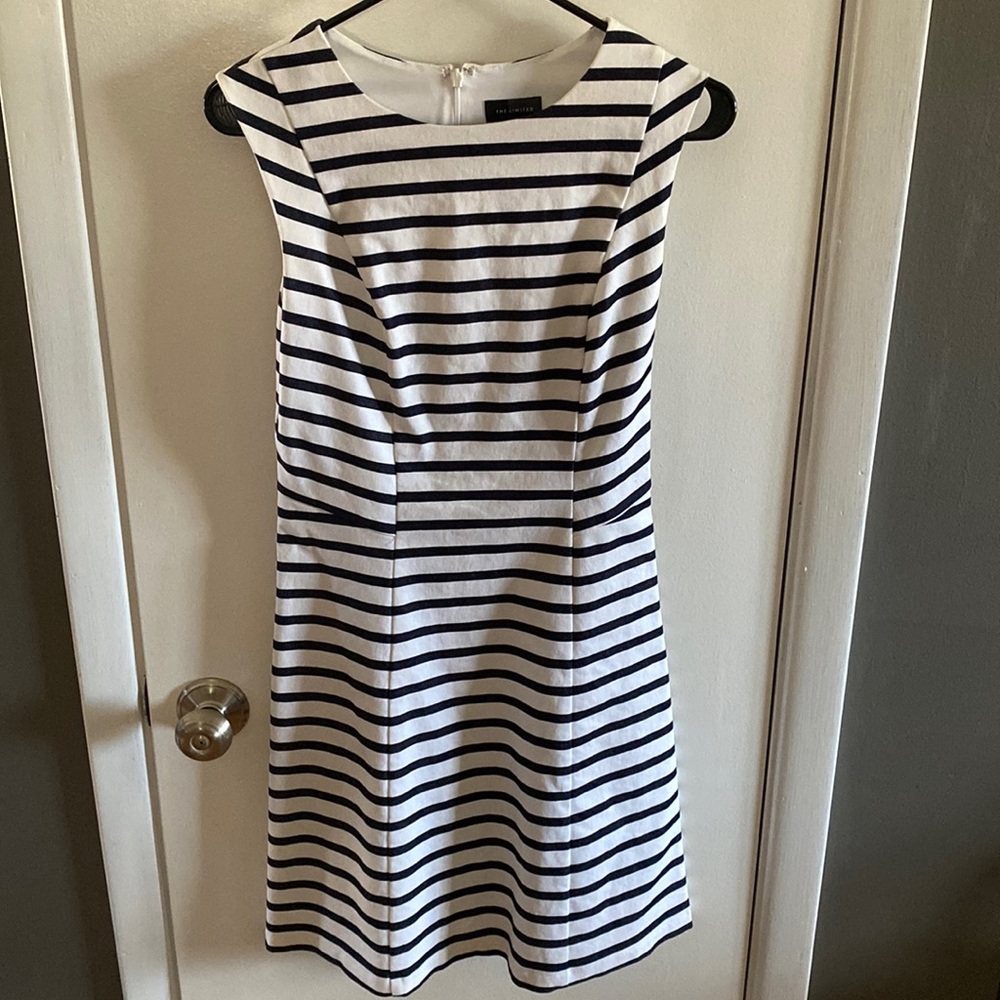 White and Navy LIMITED Fit and Flare Dress